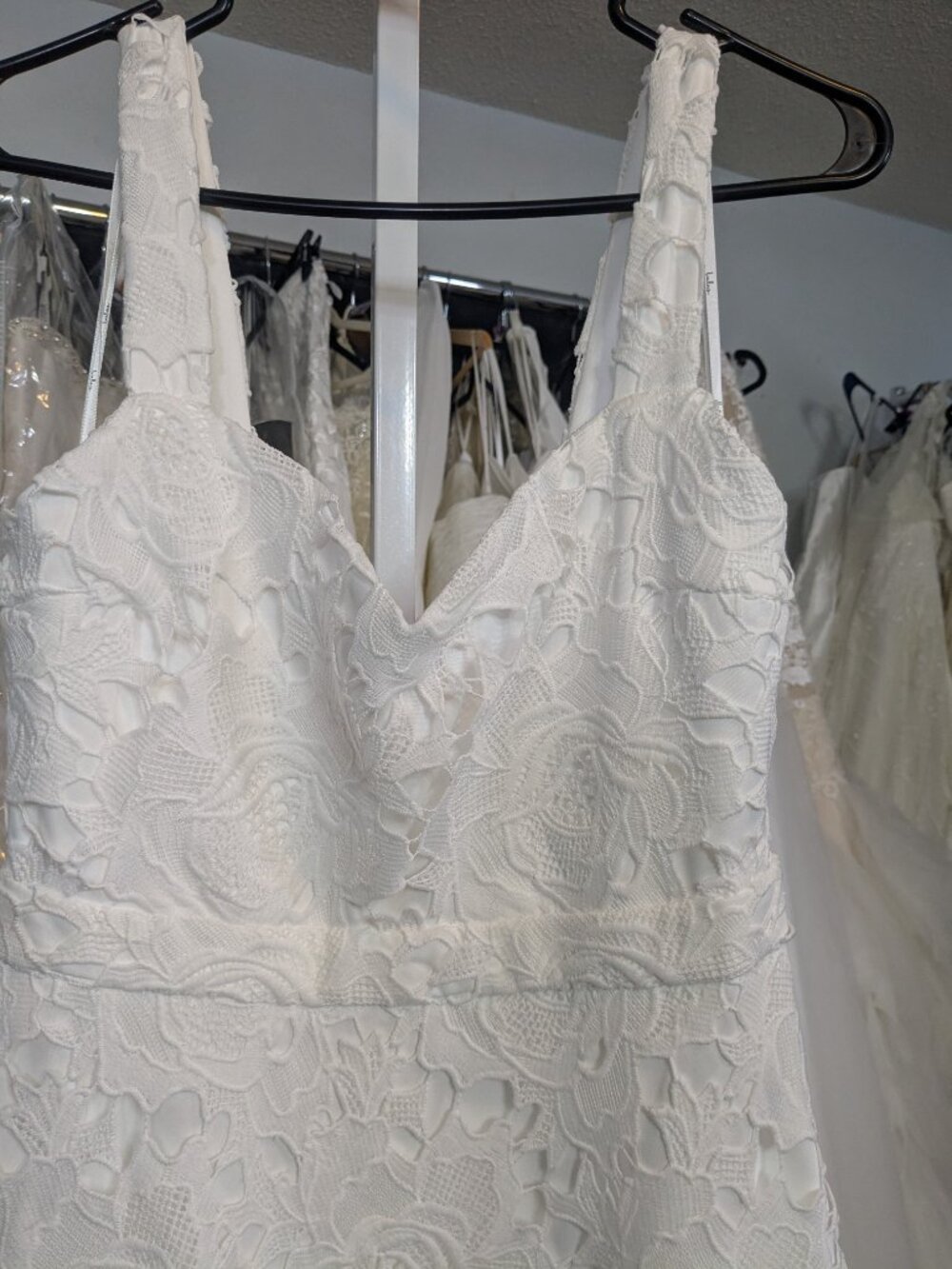 NWOT Lulus Divine Beauty White Lace Midi Dress With Pockets Size M - Picture 6 of 9